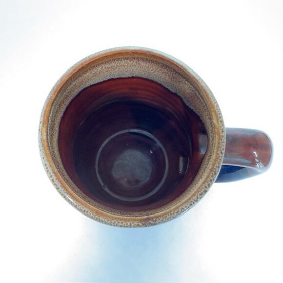 Classic Handmade Stoneware Drip Glaze Mug Brown Blue 1970s Ribbed Texture VTG - Picture 4 of 12